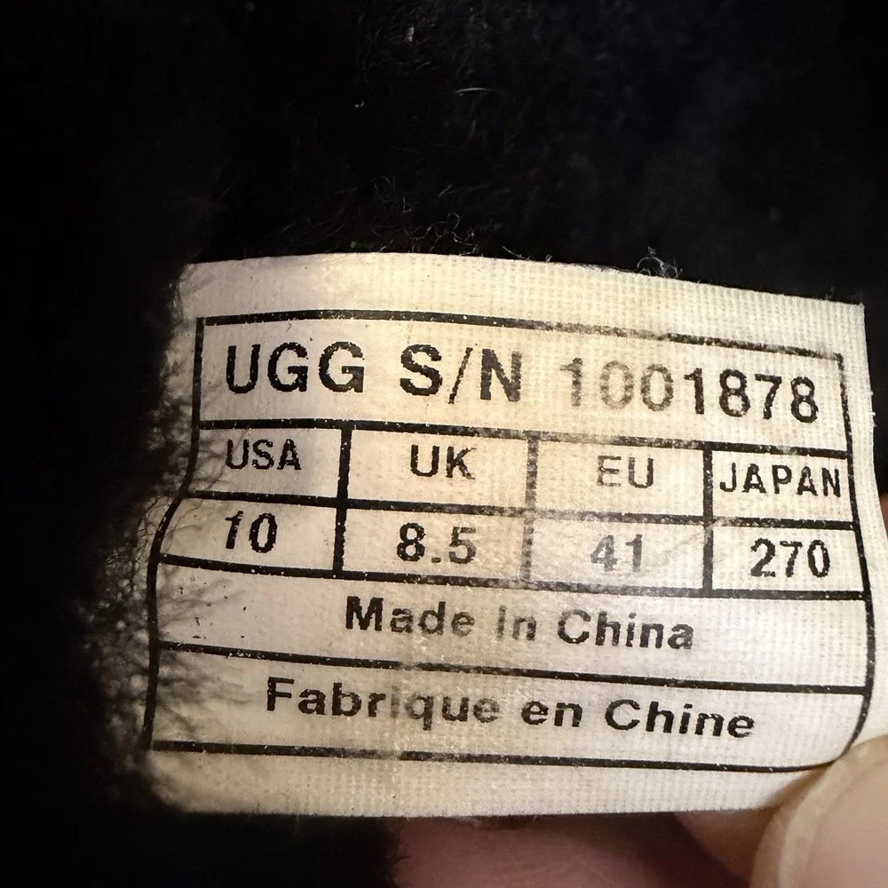 UGG Etta Tall Boots Sz‎ 10 Black Suede Leather Sheepskin Warm Waterproof Gothic